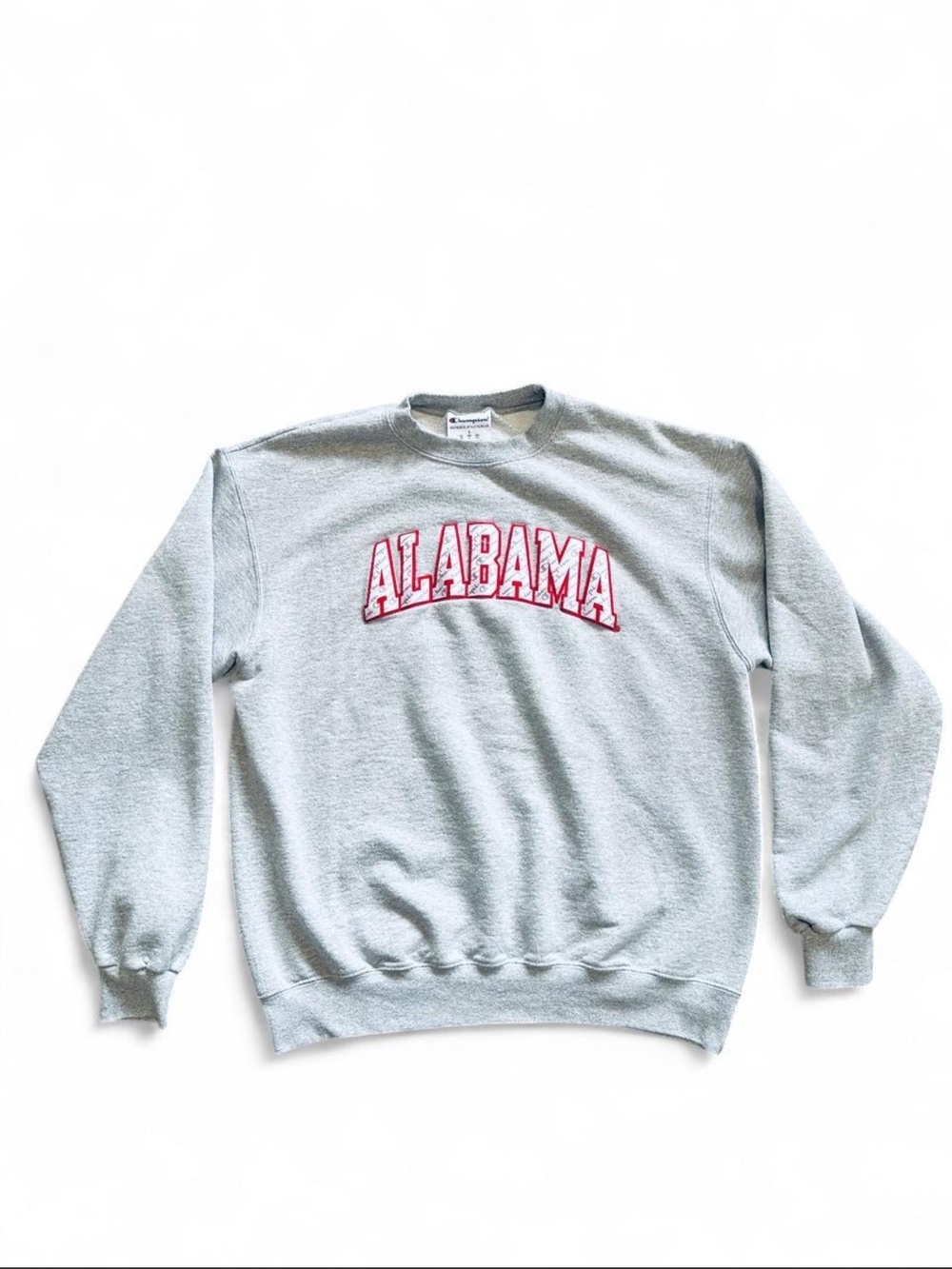 Champion Light Gray Crewneck Sweatshirt with Red 'ALABAMA' Chest Logo